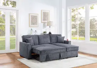 Dark Gray Convertible Sectional with Storage Chaise, official Poundex view 2 of the F8543 configuration