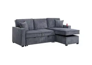 Dark Gray Convertible Sectional with Storage Chaise, official Poundex view 3 of the F8543 configuration