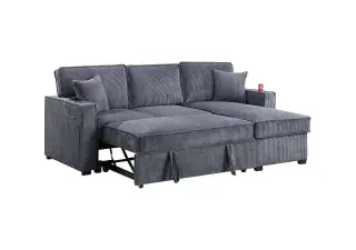 Dark Gray Convertible Sectional with Storage Chaise, official Poundex view 4 of the F8543 configuration