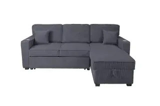 Dark Gray Convertible Sectional with Storage Chaise, official Poundex view 5 of the F8543 configuration