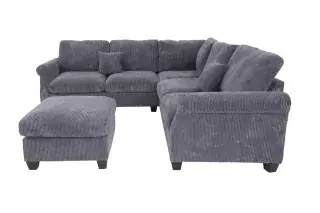 Dark Gray Four-Piece Sectional with Ottoman, official Poundex view 2 of the approved F8819 configuration