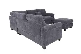 Dark Gray Four-Piece Sectional with Ottoman, official Poundex view 4 of the approved F8819 configuration