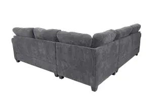 Dark Gray Four-Piece Sectional with Ottoman, official Poundex view 5 of the approved F8819 configuration