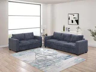 Dark Gray Fur-Like Corduroy Two-Piece Sofa and Loveseat Set, official Poundex view 1 of the exact F8461 sofa-and-loveseat set