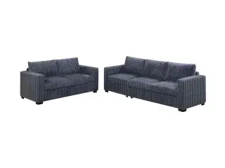 Dark Gray Fur-Like Corduroy Two-Piece Sofa and Loveseat Set, official Poundex view 2 of the exact F8461 sofa-and-loveseat set