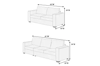 Dark Gray Fur-Like Corduroy Two-Piece Sofa and Loveseat Set, official Poundex view 3 of the exact F8461 sofa-and-loveseat set