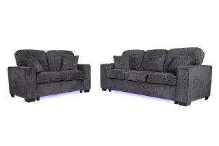 Dark Gray LED-Lighted Two-Piece Sofa and Loveseat Set, official Poundex view 2 of the exact F7496 sofa-and-loveseat set