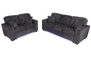 Dark Gray LED-Lighted Two-Piece Sofa and Loveseat Set, official Poundex view 3 of the exact F7496 sofa-and-loveseat set