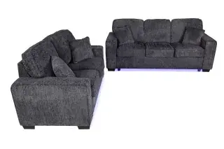 Dark Gray LED-Lighted Two-Piece Sofa and Loveseat Set, official Poundex view 4 of the exact F7496 sofa-and-loveseat set