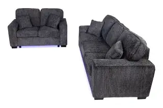 Dark Gray LED-Lighted Two-Piece Sofa and Loveseat Set, official Poundex view 5 of the exact F7496 sofa-and-loveseat set