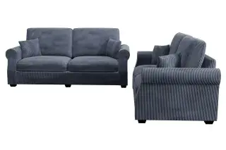 Dark Gray Sloped-Arm Corduroy Two-Piece Sofa and Loveseat Set, official Poundex view 3 of the exact F8429 sofa-and-loveseat set