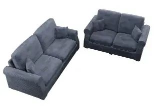 Dark Gray Sloped-Arm Corduroy Two-Piece Sofa and Loveseat Set, official Poundex view 5 of the exact F8429 sofa-and-loveseat set