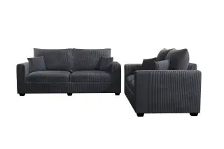 Dark Gray Square-Arm Corduroy Two-Piece Sofa and Loveseat Set, official Poundex view 3 of the exact F8314 sofa-and-loveseat set