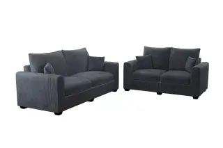 Dark Gray Square-Arm Corduroy Two-Piece Sofa and Loveseat Set, official Poundex view 4 of the exact F8314 sofa-and-loveseat set