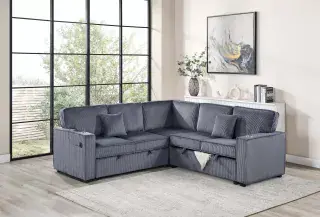 Dark Gray Three-Piece Convertible Sectional, official Poundex view 1 of the F8555 configuration