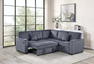 Dark Gray Three-Piece Convertible Sectional, official Poundex view 2 of the F8555 configuration