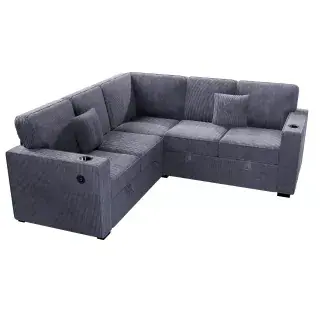 Dark Gray Three-Piece Convertible Sectional, official Poundex view 3 of the F8555 configuration