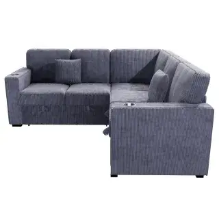 Dark Gray Three-Piece Convertible Sectional, official Poundex view 4 of the F8555 configuration