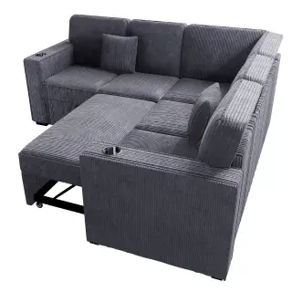 Dark Gray Three-Piece Convertible Sectional, official Poundex view 5 of the F8555 configuration
