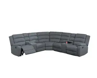 Dark Gray Three-Piece Manual Reclining Sectional with Consoles, official Poundex view 2 of exact F8100