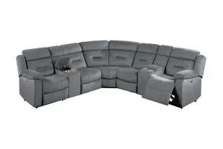 Dark Gray Velvet Power Reclining Sectional with Dual Consoles, official Poundex view 2 of exact F86638