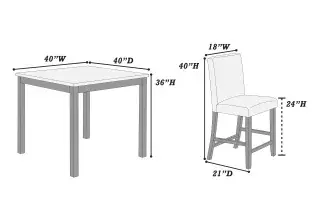 Espresso Faux-Marble Five-Piece Counter-Height Dining Set, official Poundex view 4 of the F2615 configuration