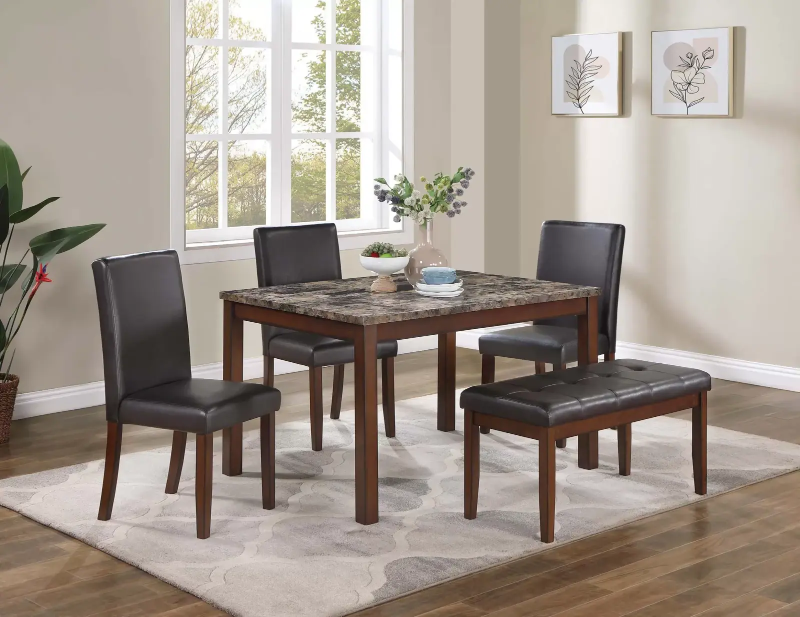 Espresso Five-Piece Dining Set F2614, official Poundex view 1