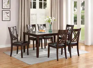 Espresso Seven-Piece Dining Set, official Poundex view 1 of the F2554 configuration