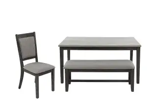 Espresso Six-Piece Dining Set with Bench, official Poundex view 2 of the F2607 configuration