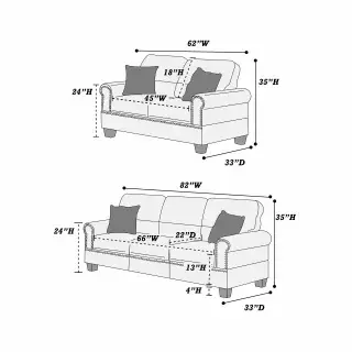 Espresso Two-Piece Sofa Set, official Poundex view 4 of the F7878 configuration