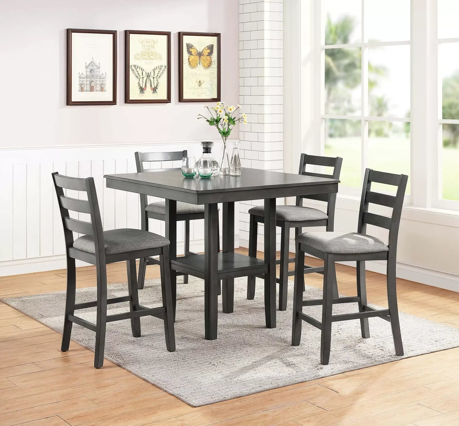 Five-Piece Counter-Height Dining Set with Shelf, official Poundex view 1 of the F2552 configuration