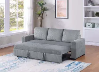 Fog Corduroy Convertible Sleeper Sofa, official Poundex view 1