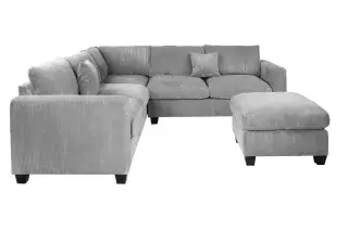 Poundex F8890 fog corduroy sectional, side configuration with matching ottoman.