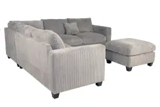 Poundex F8890 fog corduroy sectional, rear-side configuration.