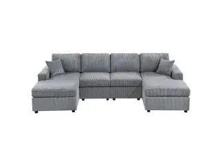 Fog Corduroy Three-Piece Sectional F8450, official Poundex view 2