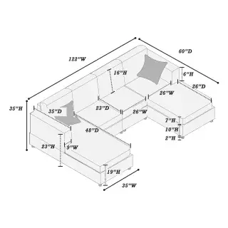 Fog Corduroy Three-Piece Sectional F8450, official Poundex view 4