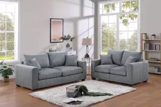 Fog Square-Arm Corduroy Two-Piece Sofa and Loveseat Set, official Poundex view 1 of the exact F8427 sofa-and-loveseat set