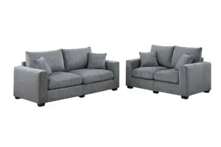 Fog Square-Arm Corduroy Two-Piece Sofa and Loveseat Set, official Poundex view 2 of the exact F8427 sofa-and-loveseat set