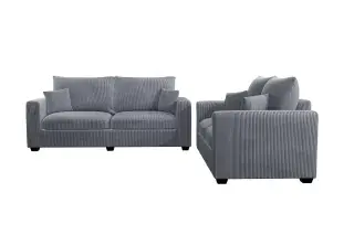 Fog Square-Arm Corduroy Two-Piece Sofa and Loveseat Set, official Poundex view 3 of the exact F8427 sofa-and-loveseat set