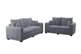 Fog Square-Arm Corduroy Two-Piece Sofa and Loveseat Set, official Poundex view 4 of the exact F8427 sofa-and-loveseat set
