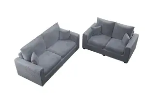 Fog Square-Arm Corduroy Two-Piece Sofa and Loveseat Set, official Poundex view 5 of the exact F8427 sofa-and-loveseat set