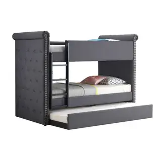 Gray Romana II Twin Bunk Bed with Trundle, official ACME view 3