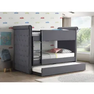 Gray Romana II Twin Bunk Bed with Trundle, official ACME view 4