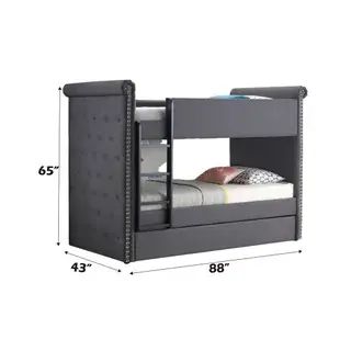 Gray Romana II Twin Bunk Bed with Trundle, official ACME view 5