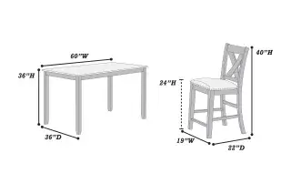 Gray Seven-Piece Counter-Height Dining Set, official Poundex view 4 of the F2639 configuration