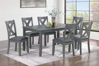 Gray Seven-Piece Dining Set, official Poundex view 1 of the F2638 configuration