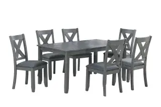 Gray Seven-Piece Dining Set, official Poundex view 2 of the F2638 configuration