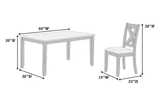 Gray Seven-Piece Dining Set, official Poundex view 3 of the F2638 configuration