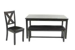 Gray Six-Piece Dining Set with Bench, official Poundex view 2 of the F2548 configuration