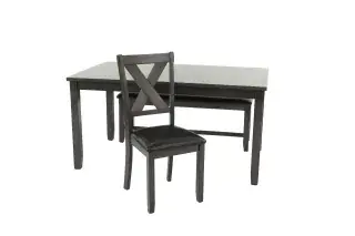 Gray Six-Piece Dining Set with Bench, official Poundex view 3 of the F2548 configuration